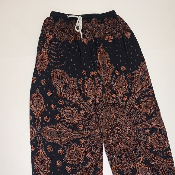 Thai Black and Orange Rayon Pants - Women’s Size Small - Picture 2 of 5
